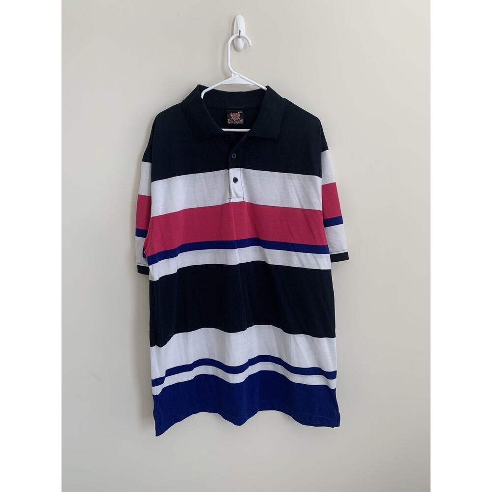 Blac Lacquer Men's Multi-Colored Striped Cotton Blend S/S Polo Shirt, Size 2XL